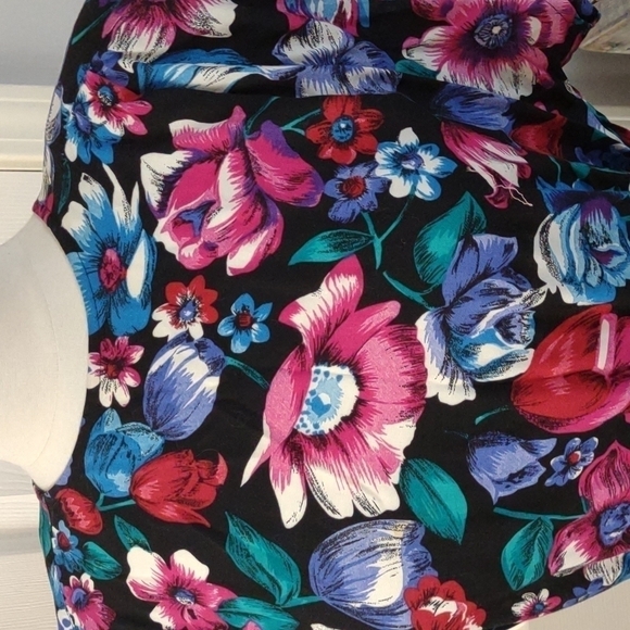 90's Vintage Blouse Short Sleeve Bold Floral Statement Secretary - Picture 2 of 7